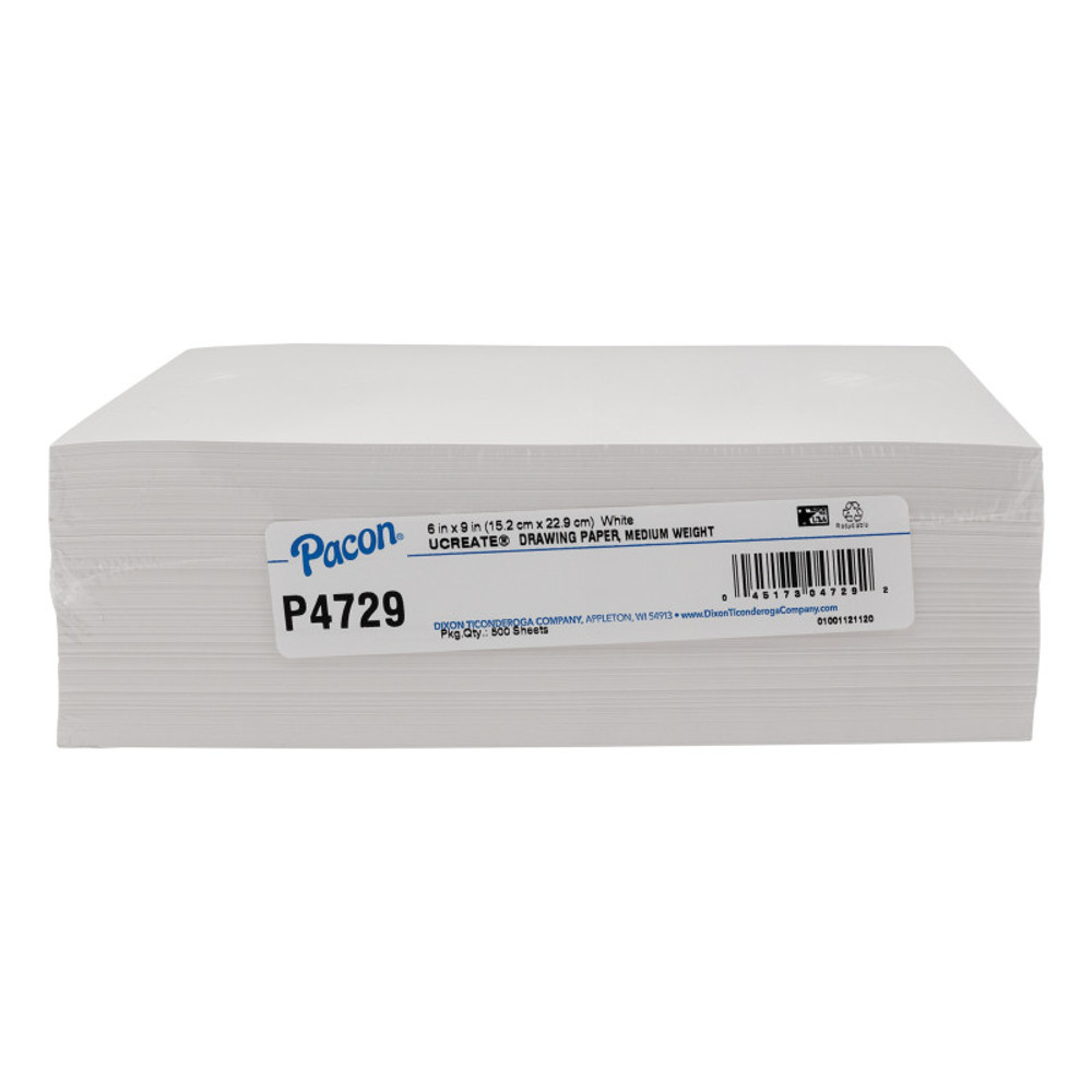 DIXON TICONDEROGA CO Pacon® Drawing Paper, White, Medium Weight, 50lb., 6" x 9", 500 Sheets