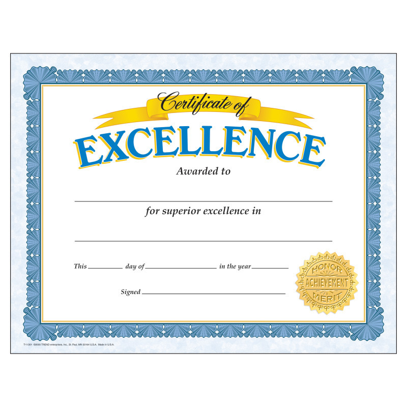 TREND ENTERPRISES INC. TREND Certificate of Excellence Classic Certificates, 30 ct