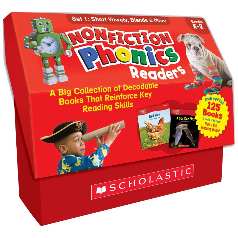 SCHOLASTIC TEACHING RESOURCES Scholastic Teaching Solutions Nonfiction Phonics Readers: Short Vowels, Blends & More, Multiple-Copy Set, 125 Books
