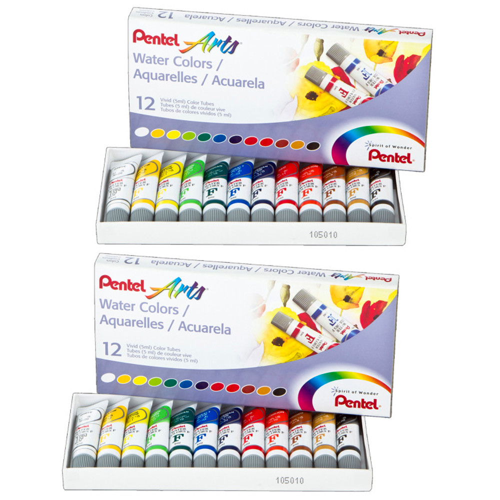 PENTEL OF AMERICA Pentel Arts Water Colors, 12 Per Set, 2 Sets