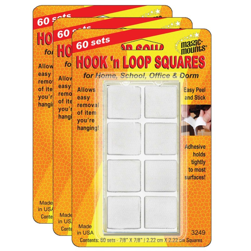 MILLER STUDIO Magic-Mounts® Hook 'n Loop, 7/8" Squares, 60 Sets Per Pack, 3 Packs MILLER STUDIO Magic-Mounts® Hook 'n Loop, 7/8" Squares, 60 Sets Per Pack, 3 Packs