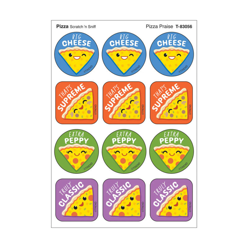 TREND ENTERPRISES INC. TREND Pizza Praise, Pizza Scent Scratch 'n Sniff Stinky Stickers®, Pack of 48