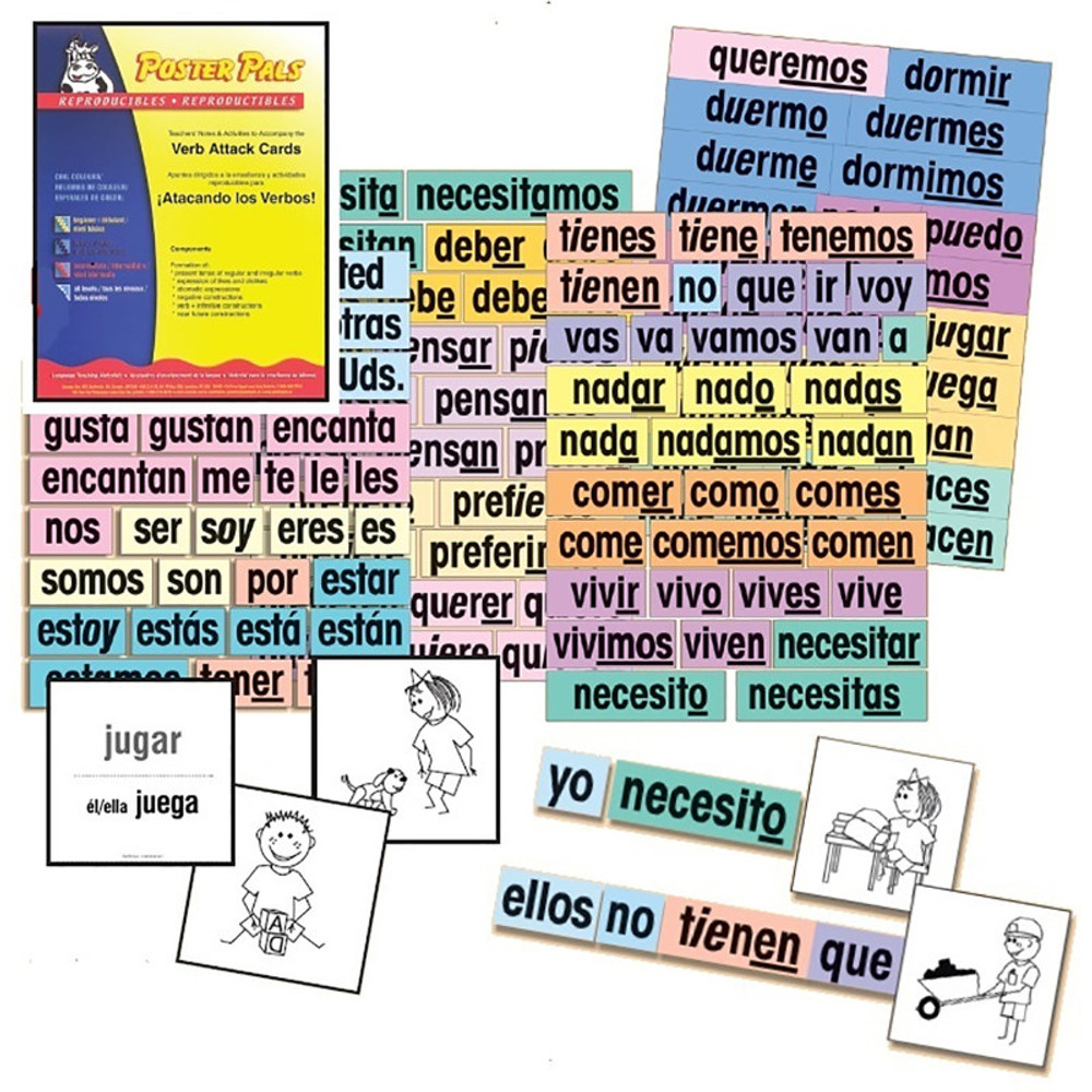 POSTER PALS Poster Pals® Verb Attack Card Set, Spanish POSTER PALS Poster Pals® Verb Attack Card Set, Spanish