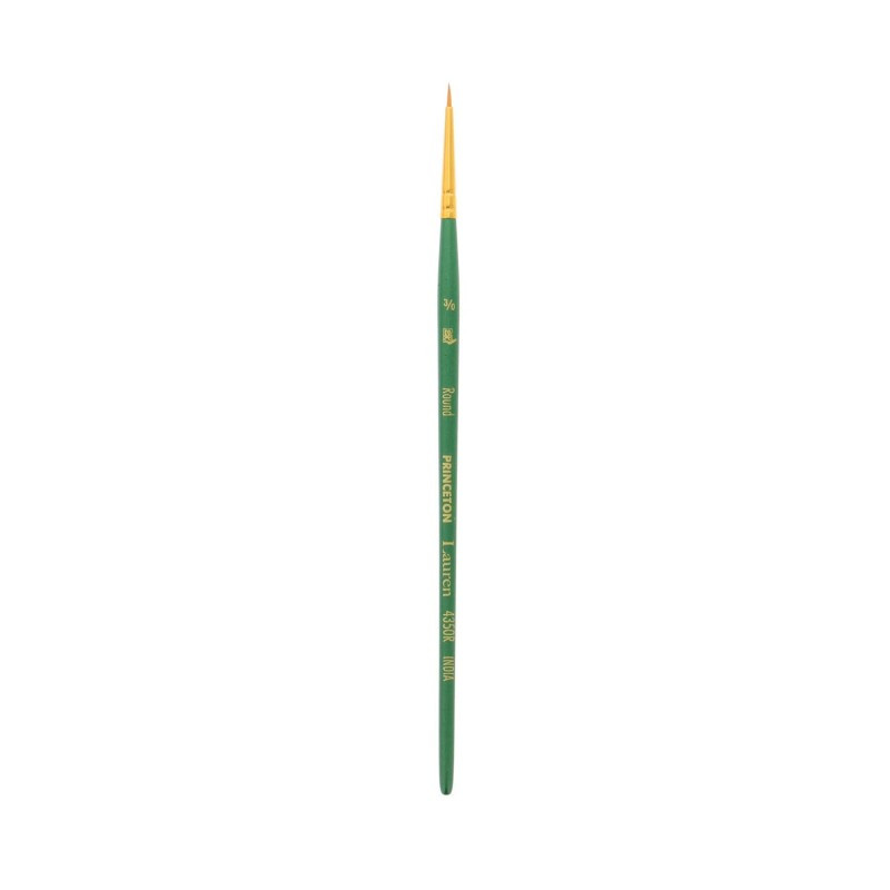DIXON FINE ART Princeton Lauren Round Brush, Synthetic Bristles, Short Handle Watercolor Paintbrush, Evergreen, Size 3/0, 1 Count