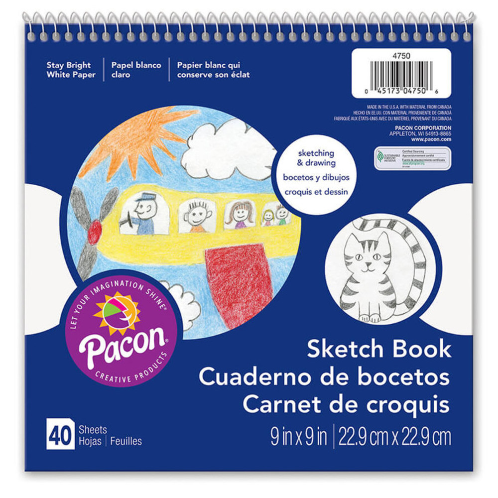 DIXON TICONDEROGA CO Prang® Sketch Book, White, 9" x 9", 40 Sheets