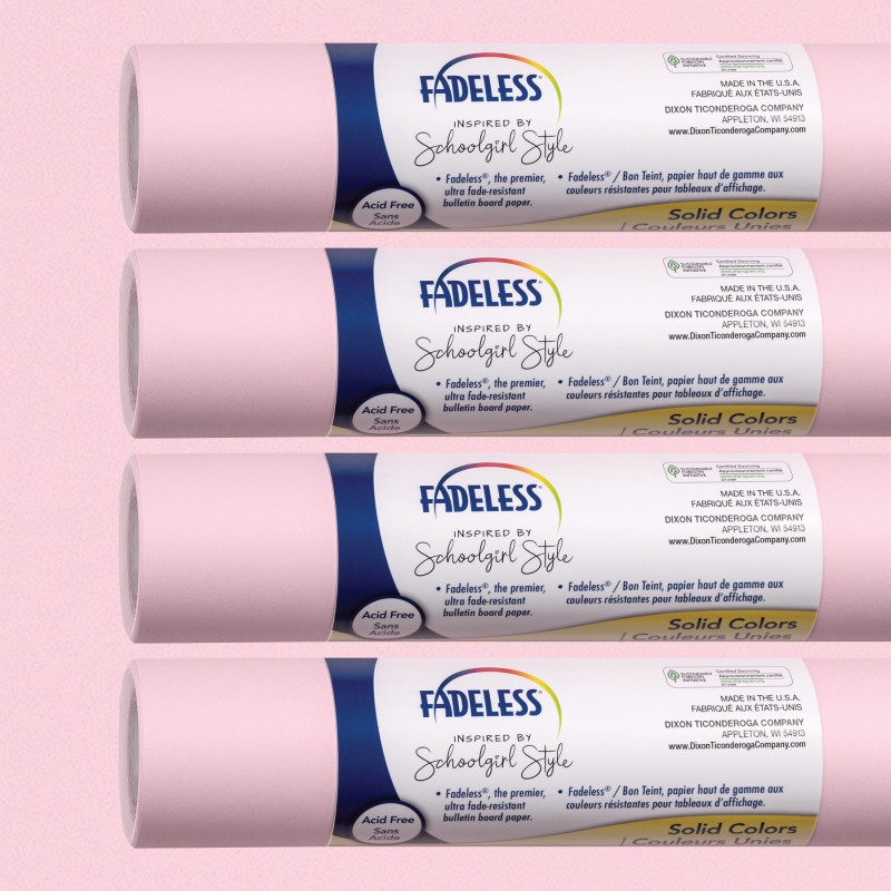 DIXON TICONDEROGA CO Fadeless® Schoolgirl Style Bulletin Board Paper, 48" x 12', Pretty in Pink, 4 Rolls