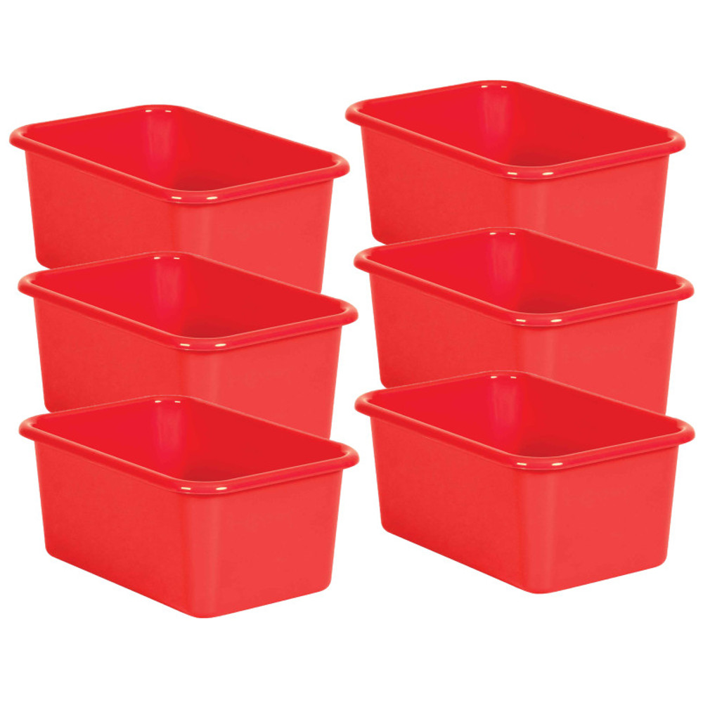 TEACHER CREATED RESOURCES Teacher Created Resources® Red Small Plastic Storage Bin, Pack of 6