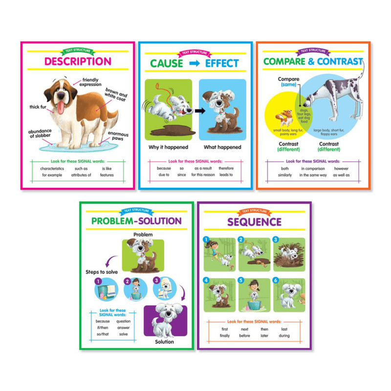 SCHOLASTIC TEACHING RESOURCES Scholastic Teaching Solutions Anchor Chart Set: Text Structures Bulletin Board Set