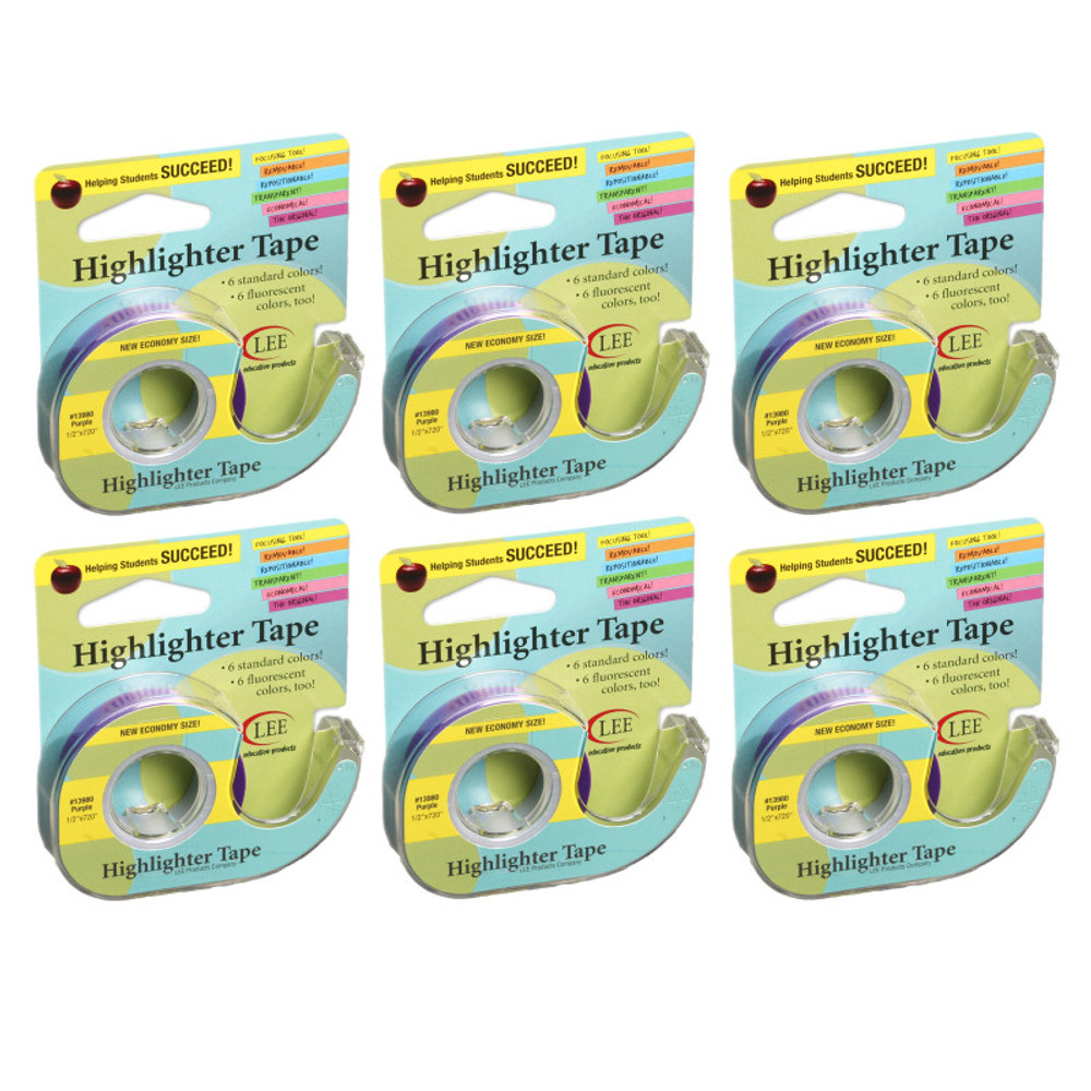 LEE PRODUCTS COMPANY Lee Products Removable Highlighter Tape, Purple, Pack of 6