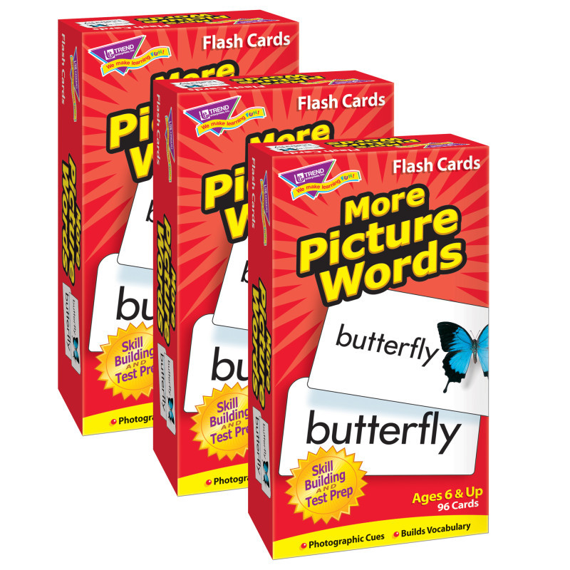 TREND ENTERPRISES INC. TREND More Picture Words Skill Drill Flash Cards, Pack of 3