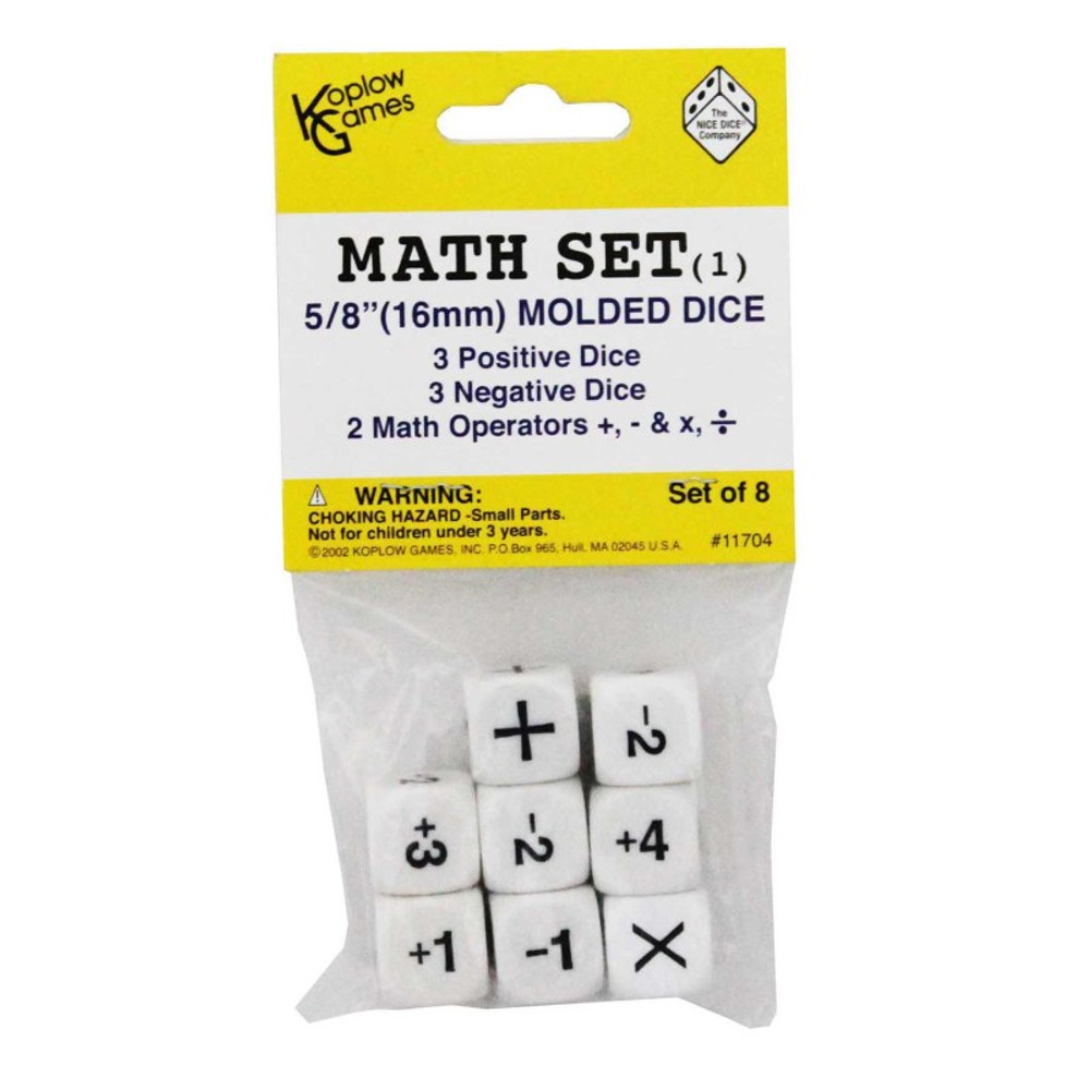 KOPLOW GAMES INC. Koplow Games Math Set 1 Positive/Negative/Operators Dice, Set of 8