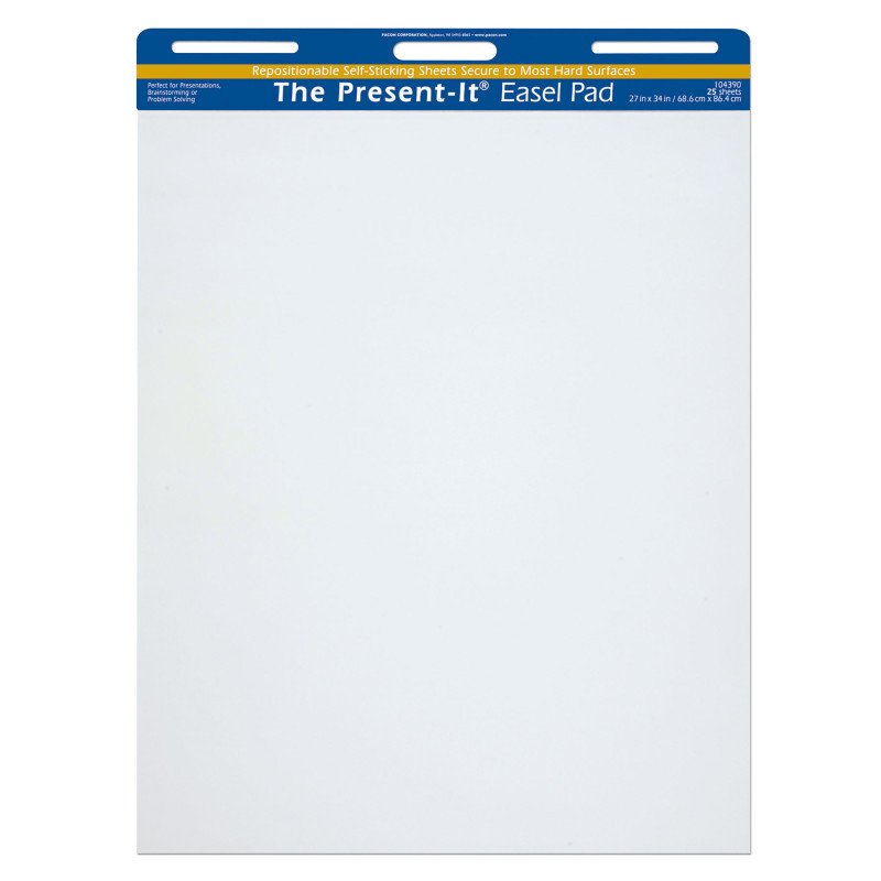 DIXON TICONDEROGA CO The Present-It® Easel Pad, Self-Adhesive, White, Unruled 27" x 34", 25 Sheets