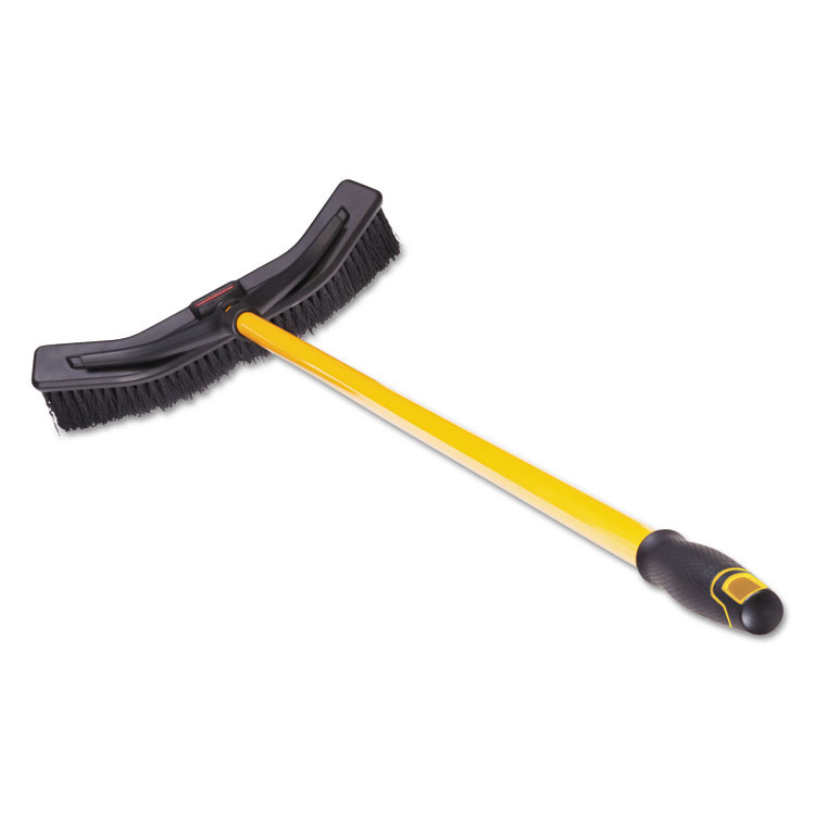 RUBBERMAID COMMERCIAL PROD. 2018727 Maximizer Push-to-Center Broom, Poly Bristles, 18 x 58.13, Steel Handle, Yellow/Black
