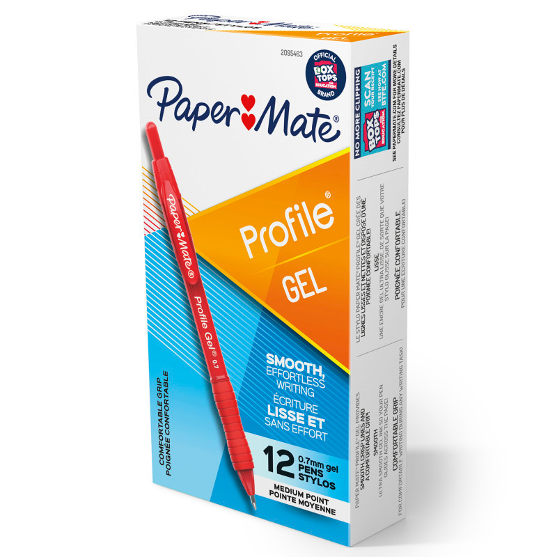 NEWELL BRANDS DISTRIBUTION LLC Paper Mate® Gel Pen, Profile Retractable Pen, 0.7mm, Red, 12 Count