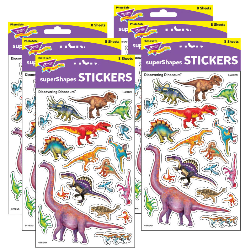 TREND ENTERPRISES INC. TREND Discovering Dinosaurs® superShapes Stickers-Large, 152 Per Pack, 6 Packs