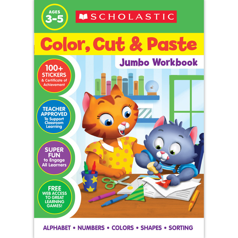 SCHOLASTIC TEACHING RESOURCES Scholastic Teaching Solutions Color, Cut & Paste Jumbo Workbook