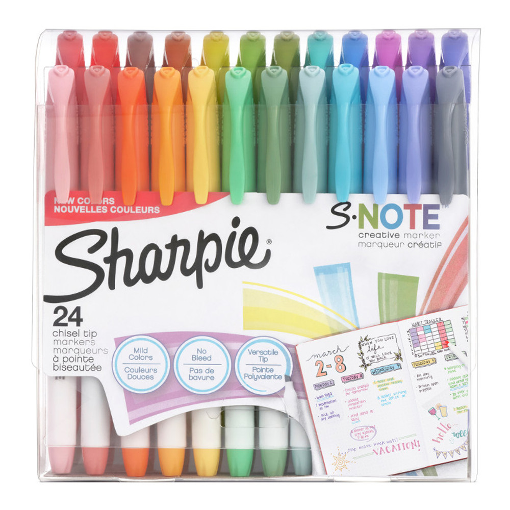 NEWELL BRANDS DISTRIBUTION LLC Sharpie® S-Note Creative Markers, Highlighters, Assorted Colors, Chisel Tip, 24 Count