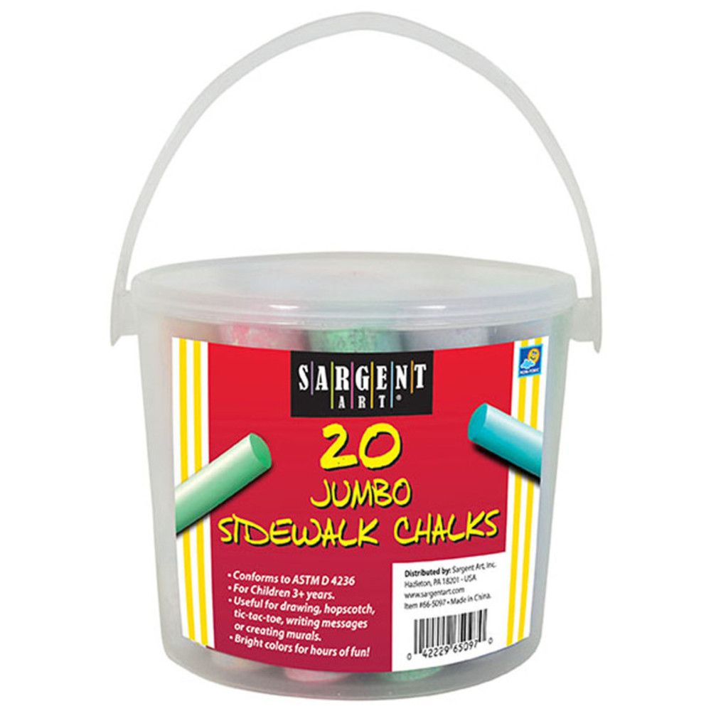 SARGENT ART  INC. Sargent Art® Jumbo Sidewalk Chalk Bucket, Assorted Colors, 20 Pieces