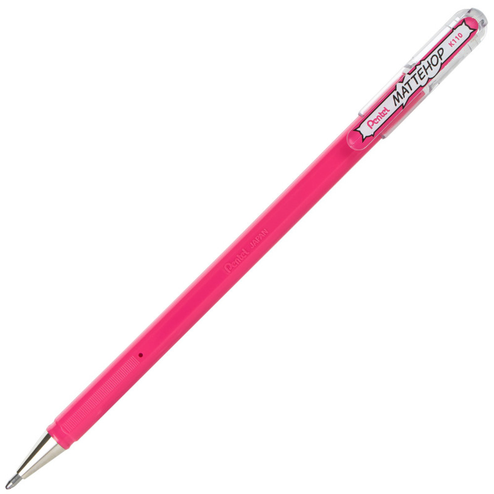 PENTEL OF AMERICA Pentel Arts Hybrid MATTEHOP Gel Roller, 1.0mm, Matte Pink Ink, Pack of 12