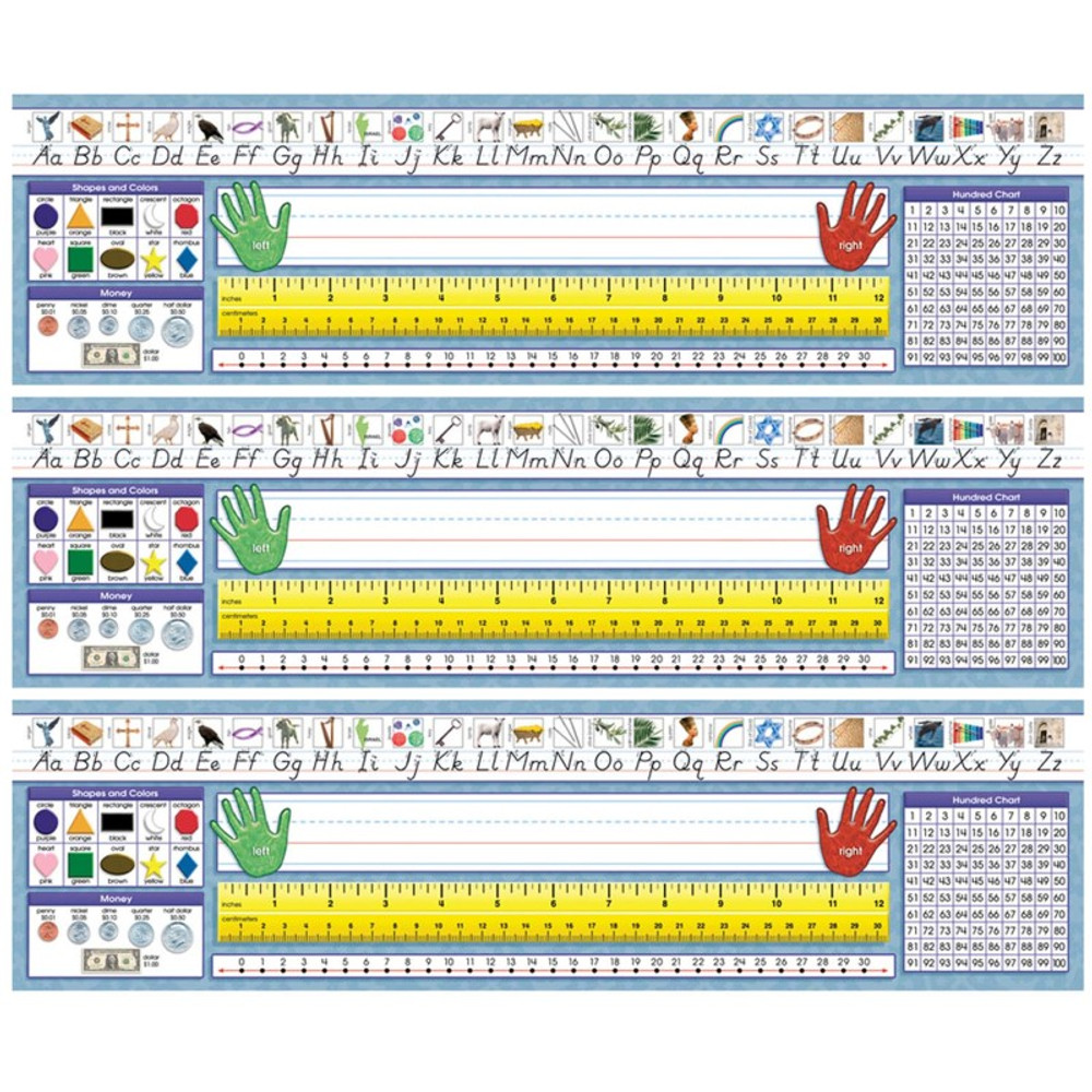 NORTH STAR TEACHER RESOURCE North Star Teacher Resources Traditional Manuscript Primary Desk Plates, 19" x 5", 36 Per Pack, 3 Packs