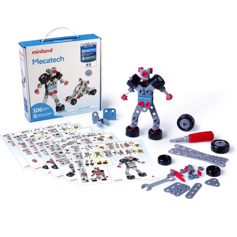 MINILAND EDUCATIONAL CORPORATION Miniland Mecatech, Vehicle & Robot Building Set, 106 Pieces