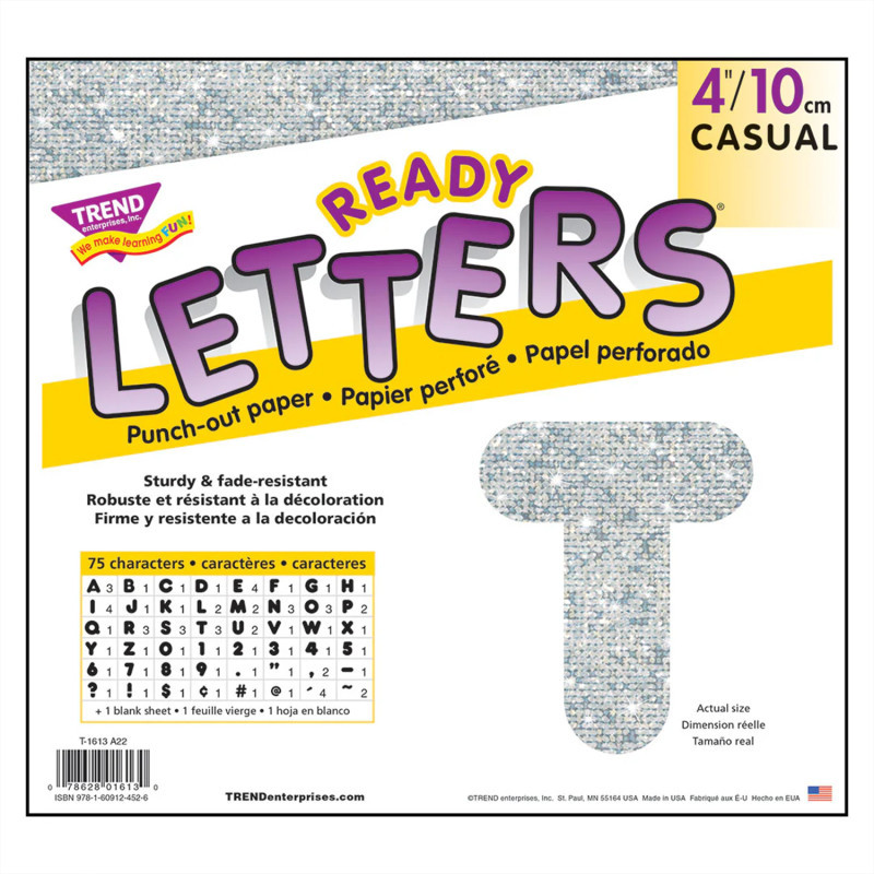 TREND ENTERPRISES INC. TREND Silver Sparkle 4" Casual UC Ready Letters®