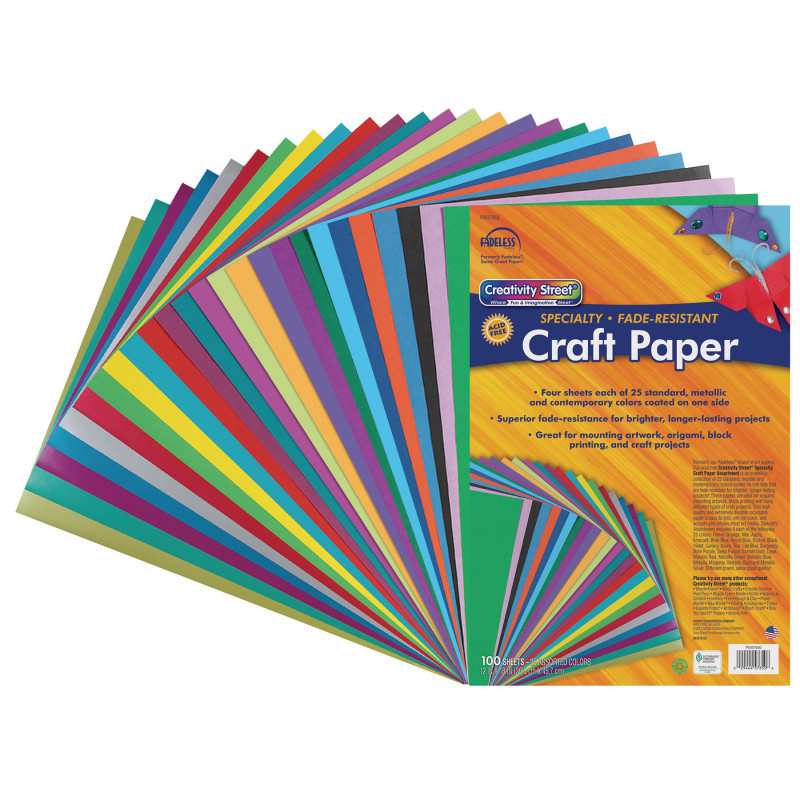 DIXON TICONDEROGA CO Creativity Street® Specialty Craft Paper Assortment, 25 Assorted Colors, 12" x 18", 100 Sheets