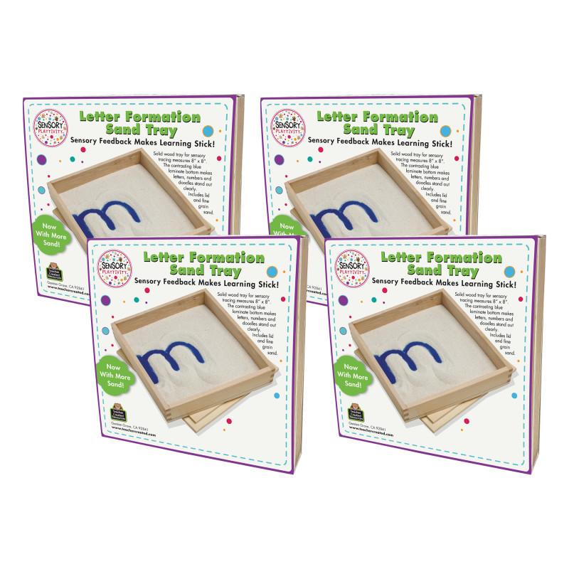 TEACHER CREATED RESOURCES Primary Concepts™ Letter Formation Sand Tray, 8" x 8", Pack of 4