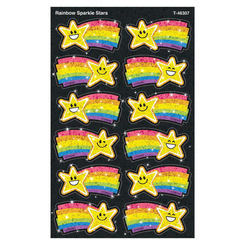TREND ENTERPRISES INC. TREND Rainbow Stars Sparkle Stickers®, Pack of 24