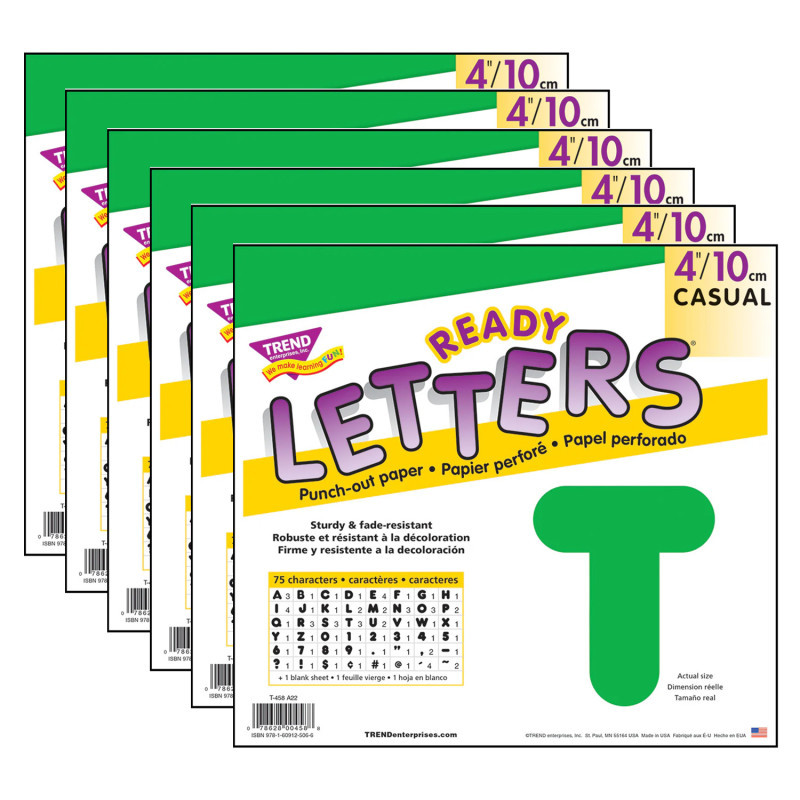 TREND ENTERPRISES INC. TREND Green 4" Casual Uppercase Ready Letters®, 6 Packs