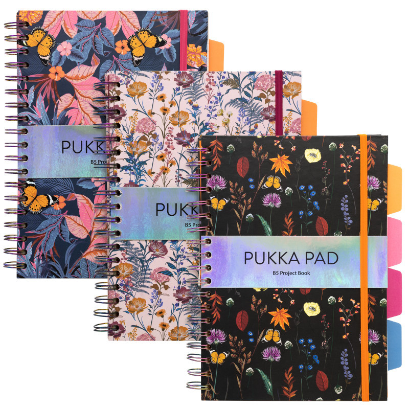 PUKKA PADS USA CORP Pukka Pads B5 Bloom Project Book - Assorted - Pack 3