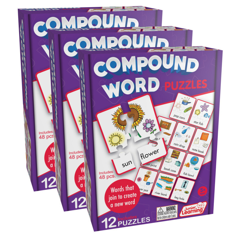 JUNIOR LEARNING Junior Learning® Compound Puzzles, 12 Per Set, 3 Sets