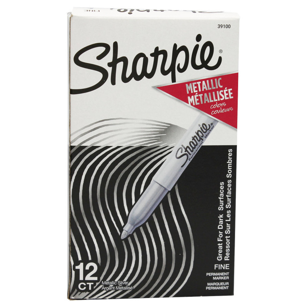 NEWELL BRANDS DISTRIBUTION LLC Sharpie® Metallic Permanent Markers, Fine Point, Silver, Box of 12