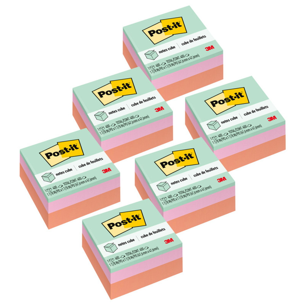 3M COMPANY Post-it® Notes Cube 2051-PAS, 1 7/8 in x 1 7/8 in (47.6 mm x 47.6 mm), Pack of 6