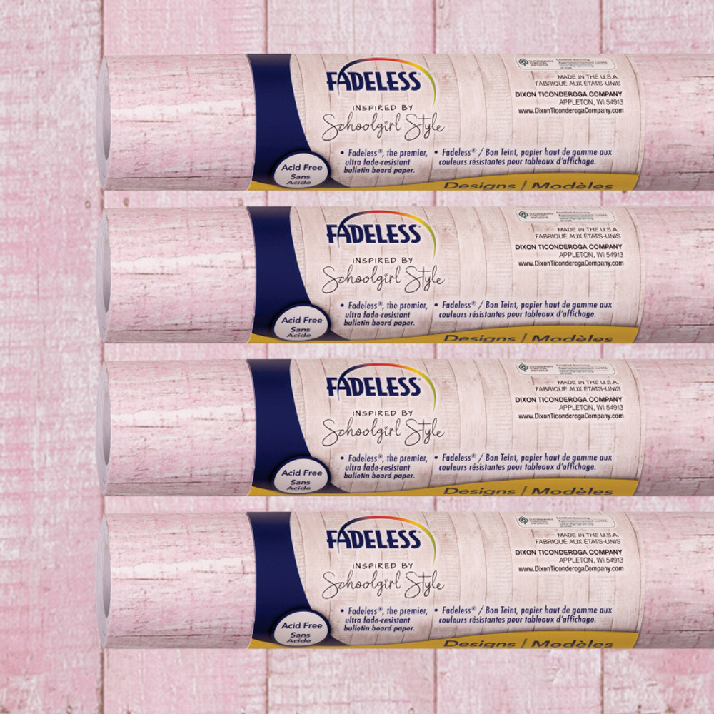 DIXON TICONDEROGA CO Fadeless® Schoolgirl Style Bulletin Board Paper, 48" x 12', Southern Charm in Pink, 4 Rolls