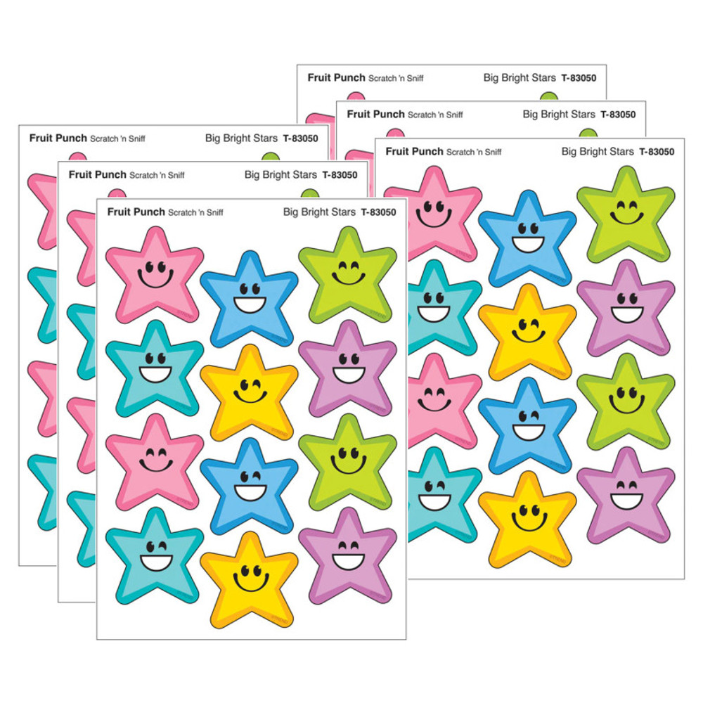 TREND ENTERPRISES INC. TREND Big Bright Stars, Fruit Punch Scent Scratch 'n Sniff Stinky Stickers®, 48 Per Pack, 6 Packs