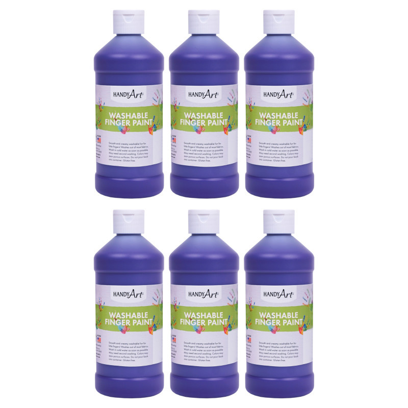 ROCK PAINT DISTRIBUTING CORP Handy Art® Washable Finger Paint, Violet, 16 oz., Pack of 6