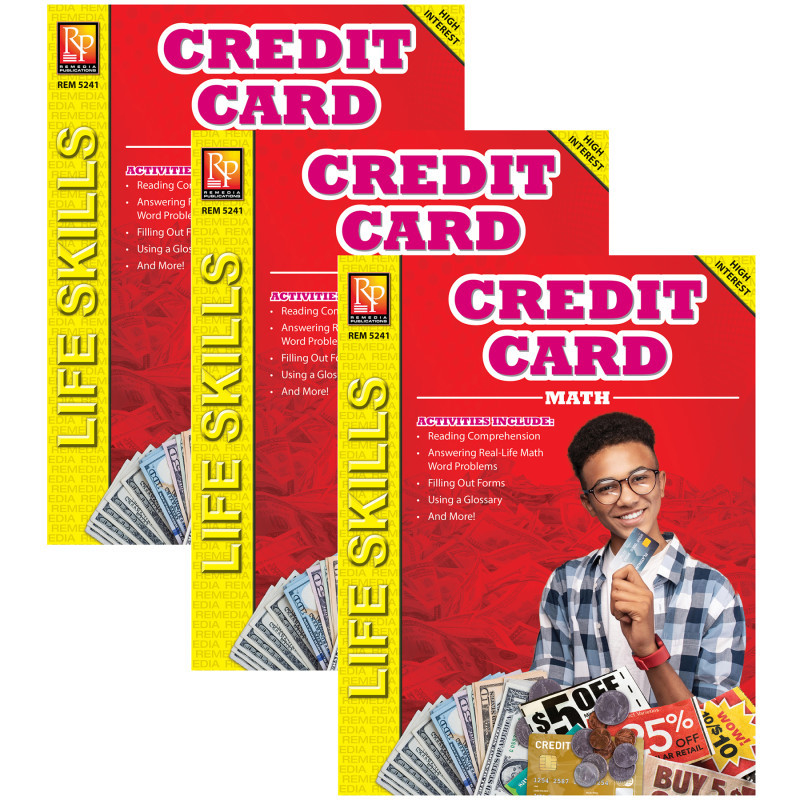 REMEDIA PUBLICATIONS Remedia Publications Credit Card Math: Life Skills Math Series, Pack of 3