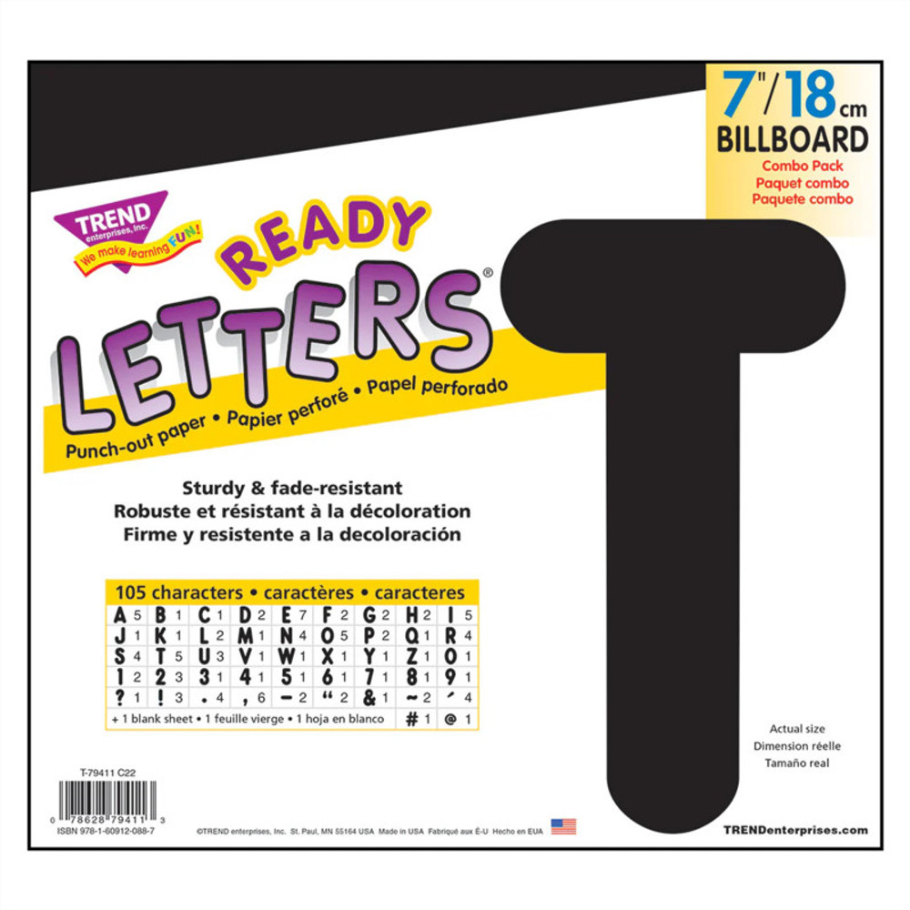 TREND ENTERPRISES INC. TREND Black 7-Inch Billboard Uppercase (EN/SP) Ready Letters®