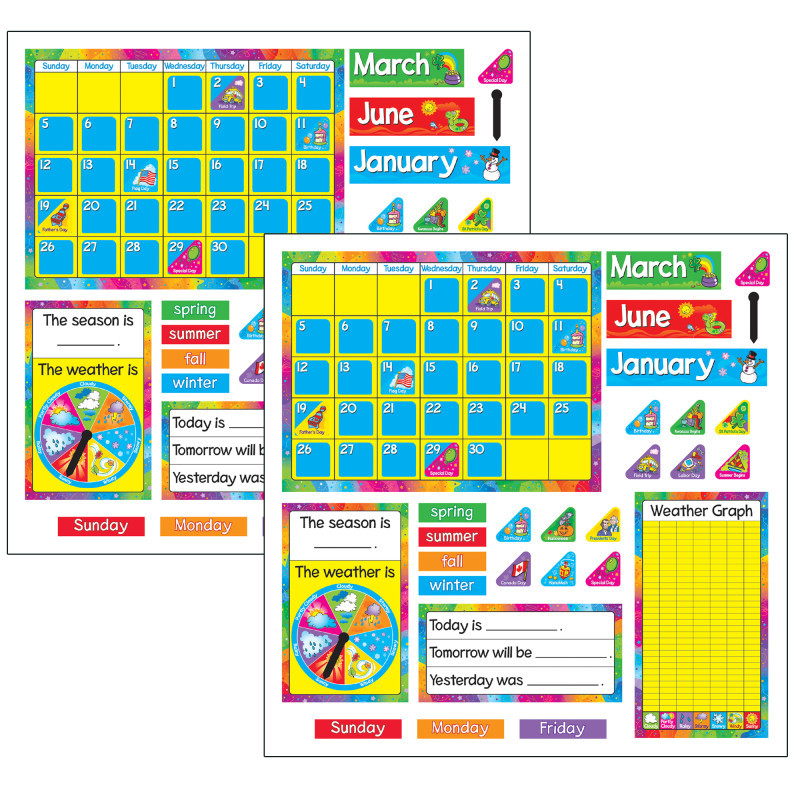 TREND ENTERPRISES INC. TREND Year Around Calendar Bulletin Board Set, 2 Sets