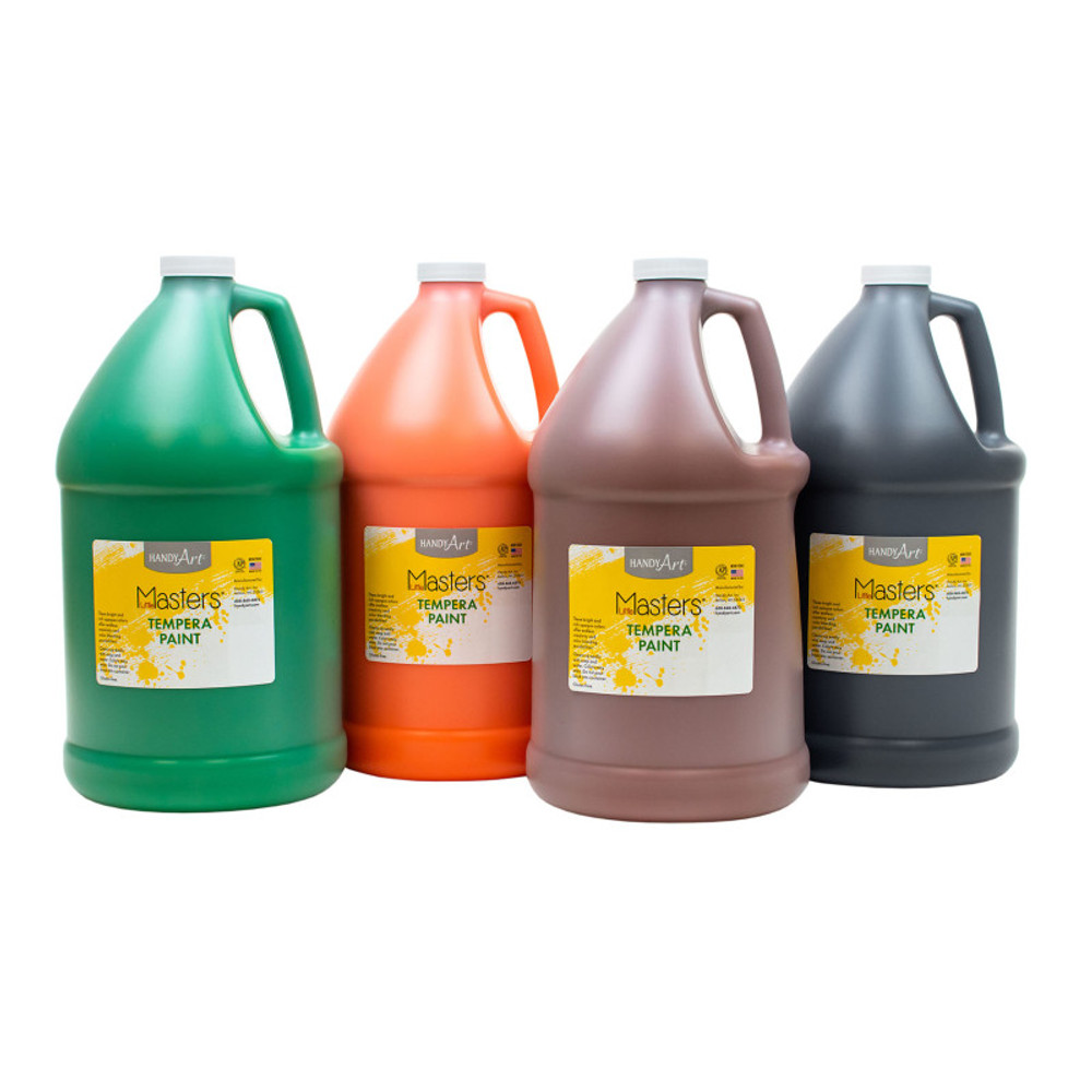ROCK PAINT DISTRIBUTING CORP Handy Art® Little Masters® Tempera Paint - 4 Gallon Kit, Orange, Green, Brown, Black ROCK PAINT DISTRIBUTING CORP Handy Art® Little Masters® Tempera Paint - 4 Gallon Kit, Orange, Green, Brown, Black