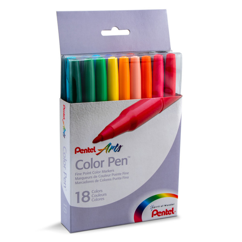 PENTEL OF AMERICA Pentel Arts Color Pen 18-Color Set