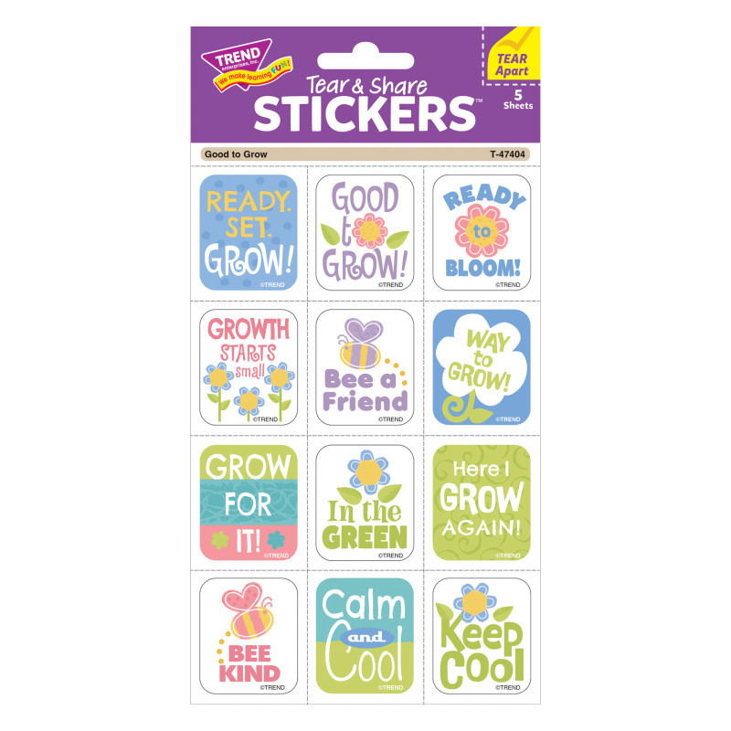 TREND ENTERPRISES INC. TREND Good to Grow Tear & Share Stickers®, 60 Count