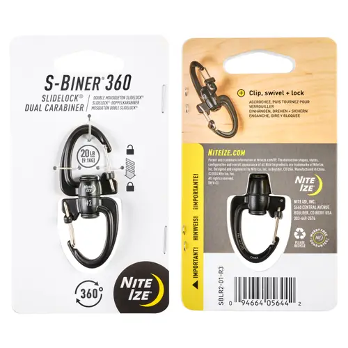 Nite-Ize SBLR2-01-R3 S-Biner 360 SlideLock Dual Carabiner