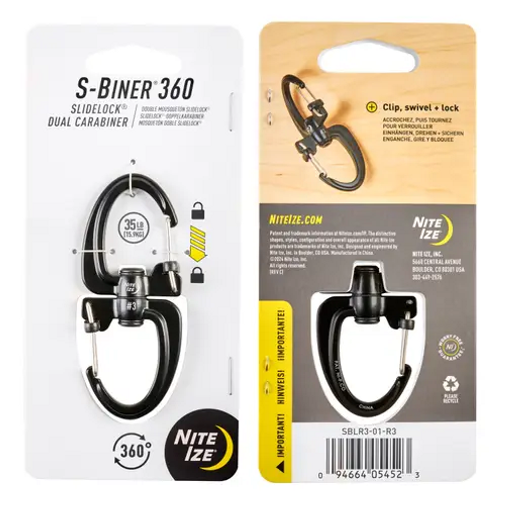 Nite-Ize SBLR3-01-R3 S-Biner 360 SlideLock Dual Carabiner