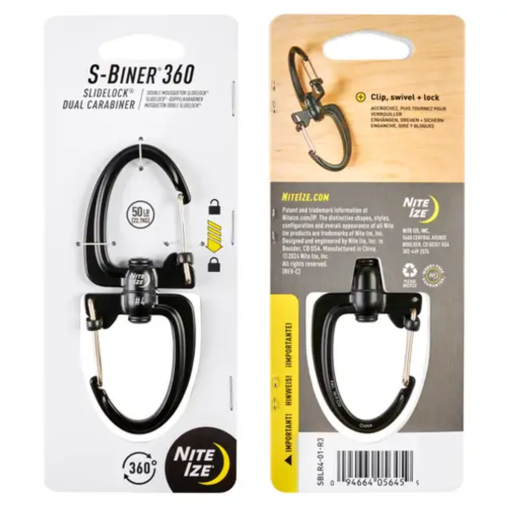 Nite-Ize SBLR4-01-R3 S-Biner 360 SlideLock Dual Carabiner