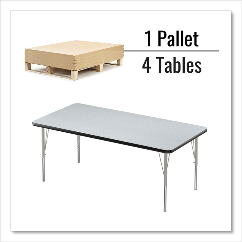 CORRELL, INC. 3060TF15954P Adjustable Activity Table, Rectangular, 60" x 30" x 19" to 29", Granite Top, Black Legs, 4/Pallet