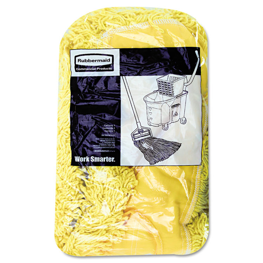 RUBBERMAID COMMERCIAL PROD. J15300YEL Trapper Commercial Dust Mop, Looped-end Launderable, 5" x 24", Yellow