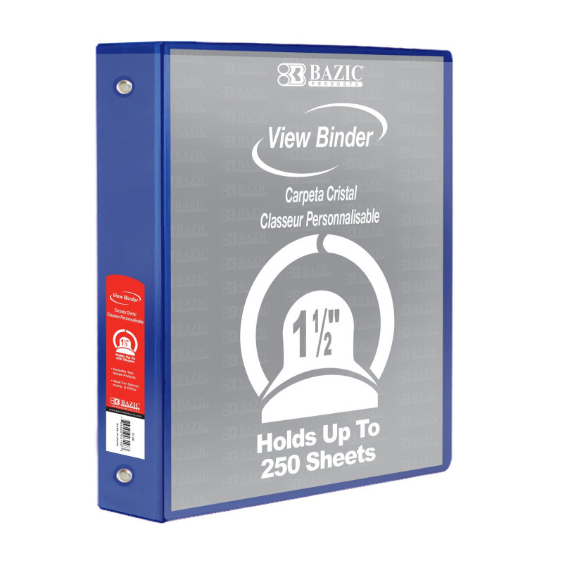 BAZIC PRODUCTS BAZIC Products® 3-Ring View Binder with 2 Pockets, 1.5", Blue
