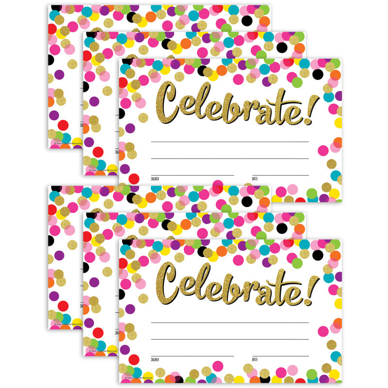 TEACHER CREATED RESOURCES Teacher Created Resources® Confetti Celebrate! Awards, 25 Per Pack, 6 Packs